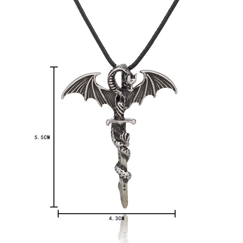 Fashion Trendy Men's Domineering Luminous Flame Dragon Necklace