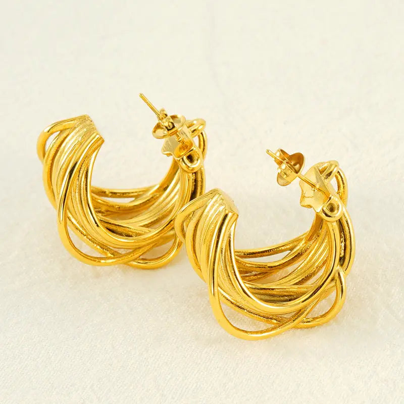 women gold earrings simple fashion design