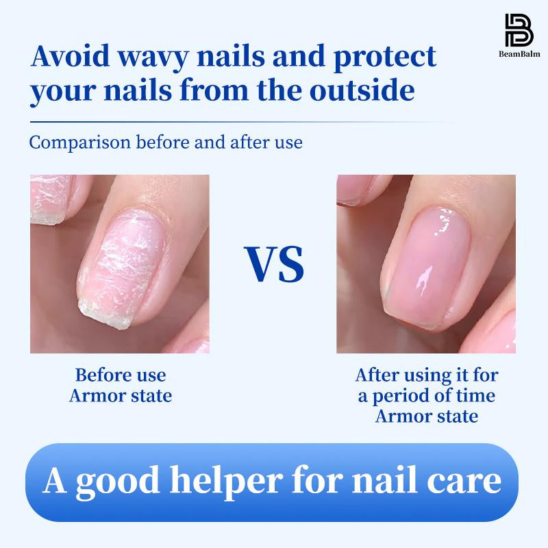 BEAMBALM Hyaluronic Acid Nail Hardener 11Ml - Dermatologist Tested Serum with Keratin & Bamboo Extract for Damaged Nails - Get Glassy Hard as Nails in 2 Weeks - Smooth Repair Manicure