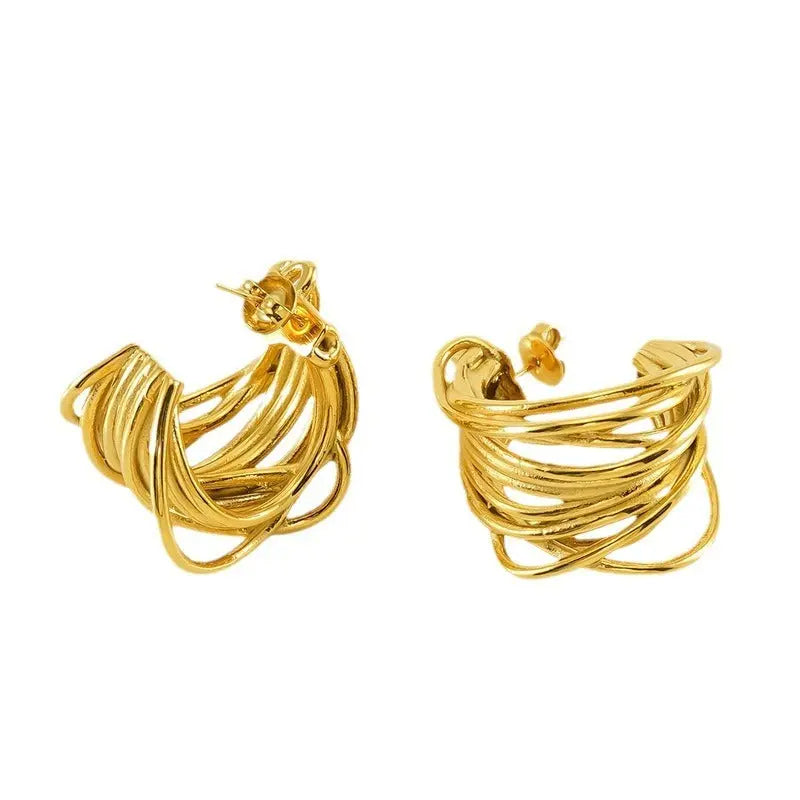 women gold earrings simple fashion design