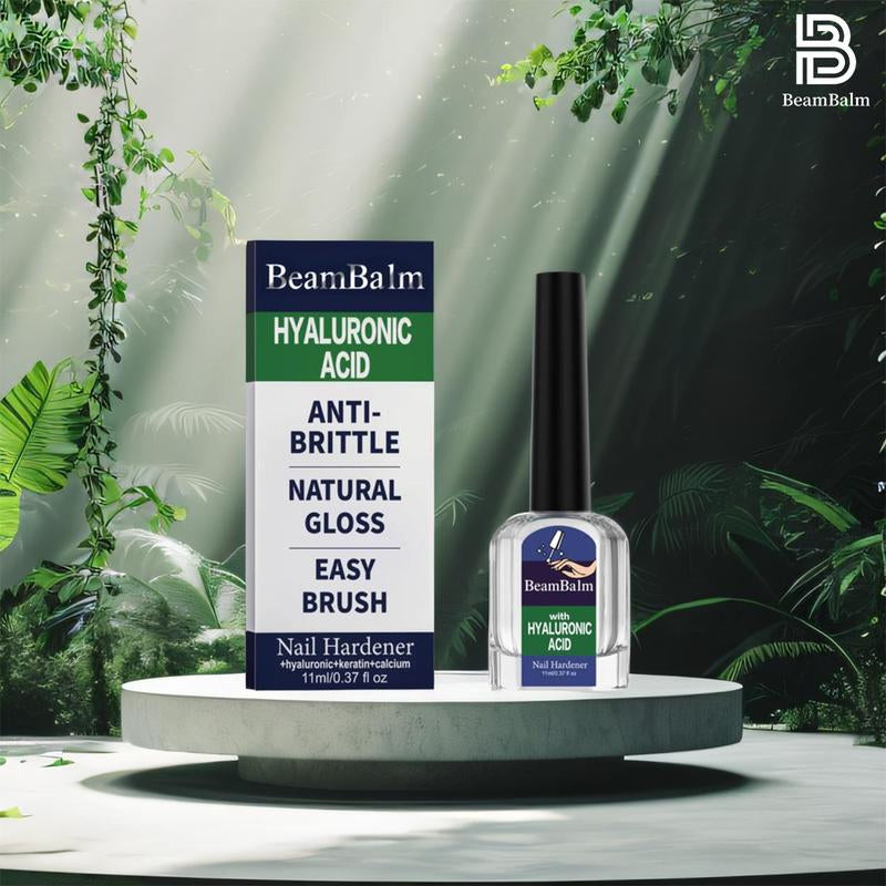 BEAMBALM Hyaluronic Acid Nail Hardener 11Ml - Dermatologist Tested Serum with Keratin & Bamboo Extract for Damaged Nails - Get Glassy Hard as Nails in 2 Weeks - Smooth Repair Manicure