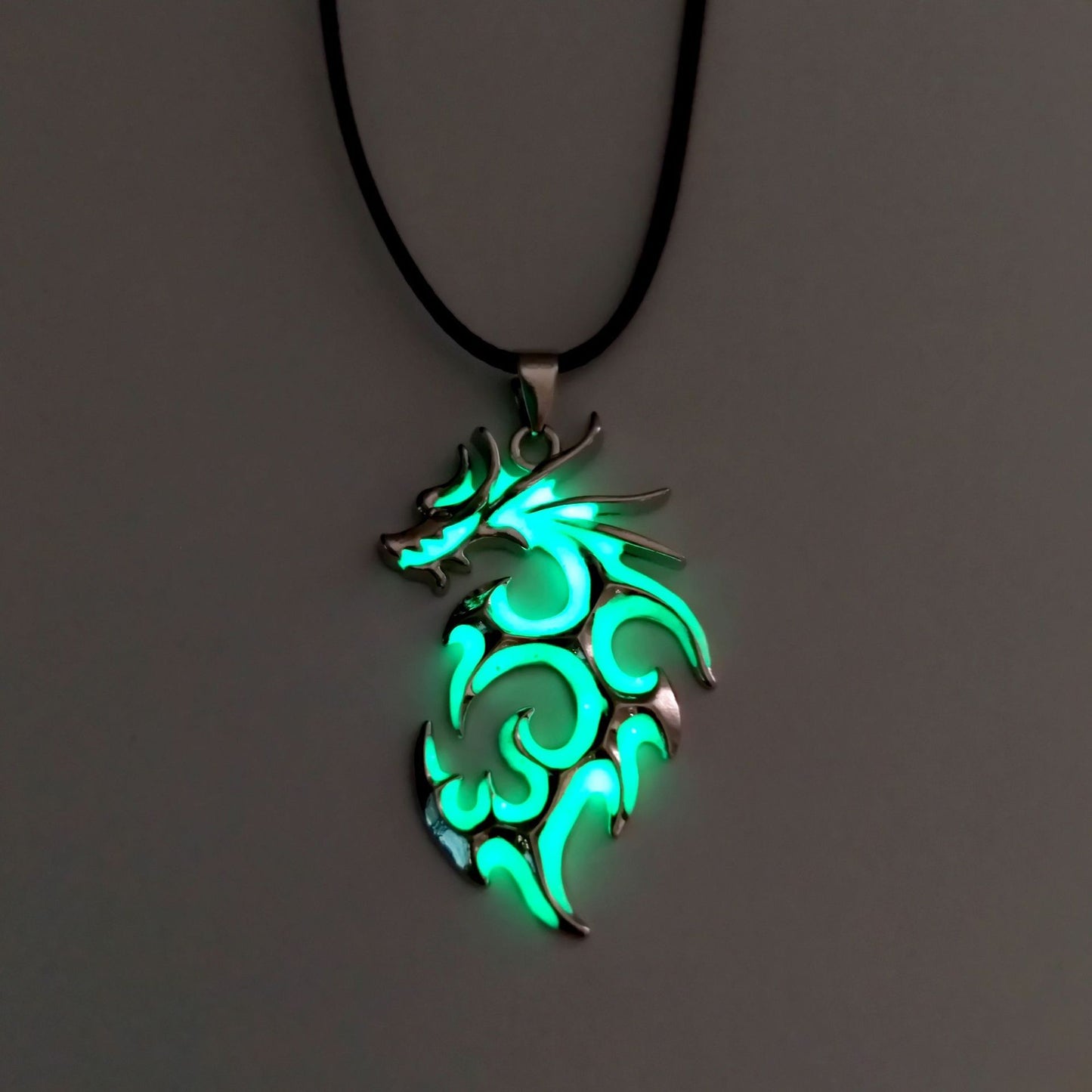 Fashion Trendy Men's Domineering Luminous Flame Dragon Necklace