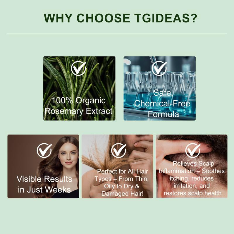Tgideas Rosemary Shampoo Revives Damaged Hair, Promotes Growth, Reduces Frizz & Hair Loss, Restores Shine & Smoothness