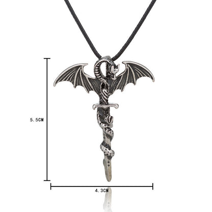 Fashion Trendy Men's Domineering Luminous Flame Dragon Necklace