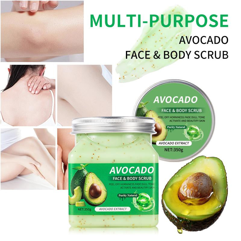 AVOCADOFACE BODY SCRUB PEEL off HORNINESS FADE DULL TONEACTIVATE and BEAUTIFY Skin-12.35Oz