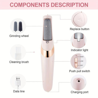 Electric Feet Callus Remover,Portable Electronic Foot File Pedicure Tools,Waterproof Foot Scrubber File,Pedi Foot Care for Dead,Hard Cracked Dry Skin Manicure Nail Nail Care Cutics Nail Art