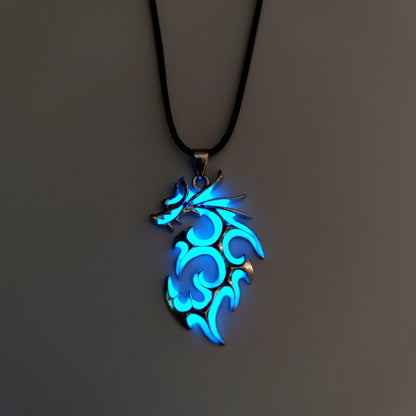 Fashion Trendy Men's Domineering Luminous Flame Dragon Necklace