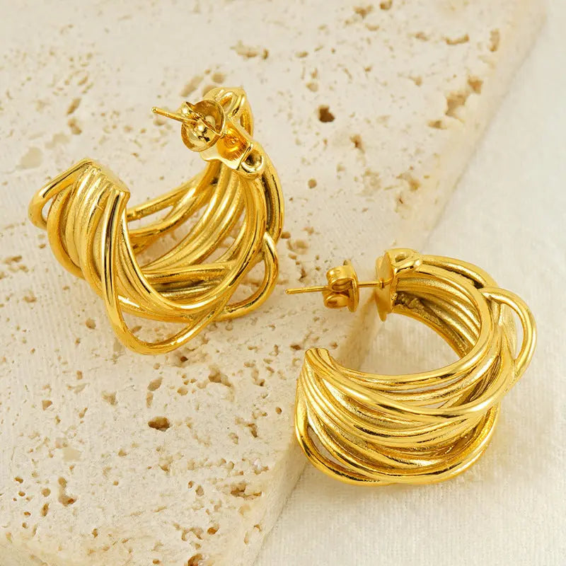 women gold earrings simple fashion design