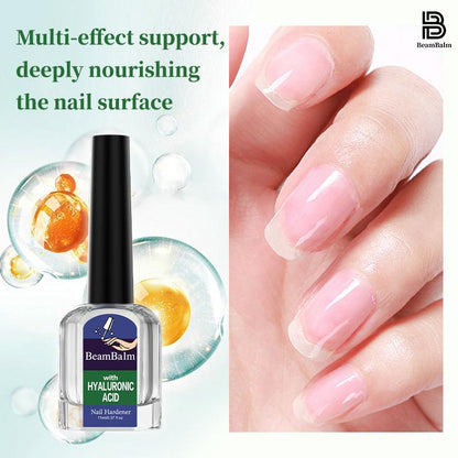 BEAMBALM Hyaluronic Acid Nail Hardener 11Ml - Dermatologist Tested Serum with Keratin & Bamboo Extract for Damaged Nails - Get Glassy Hard as Nails in 2 Weeks - Smooth Repair Manicure