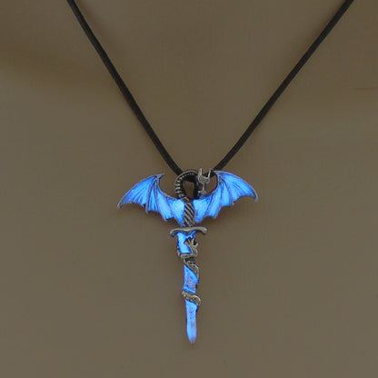 Fashion Trendy Men's Domineering Luminous Flame Dragon Necklace