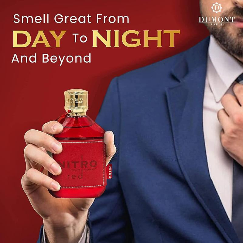 DUMONT NITRO RED - 3.4Oz - Eau De Parfum - Luxury Perfume for Men - Fruit, Woody, Floral & Masculine Fragrance - Long Lasting Cologne Mist & Body Spray - for Him