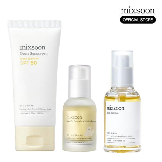 [Mixsoon] Viral Hero Set I Bean Essence 50Ml + Soondy Centella Aisatica Essence 30Ml + Bean Sunscreen