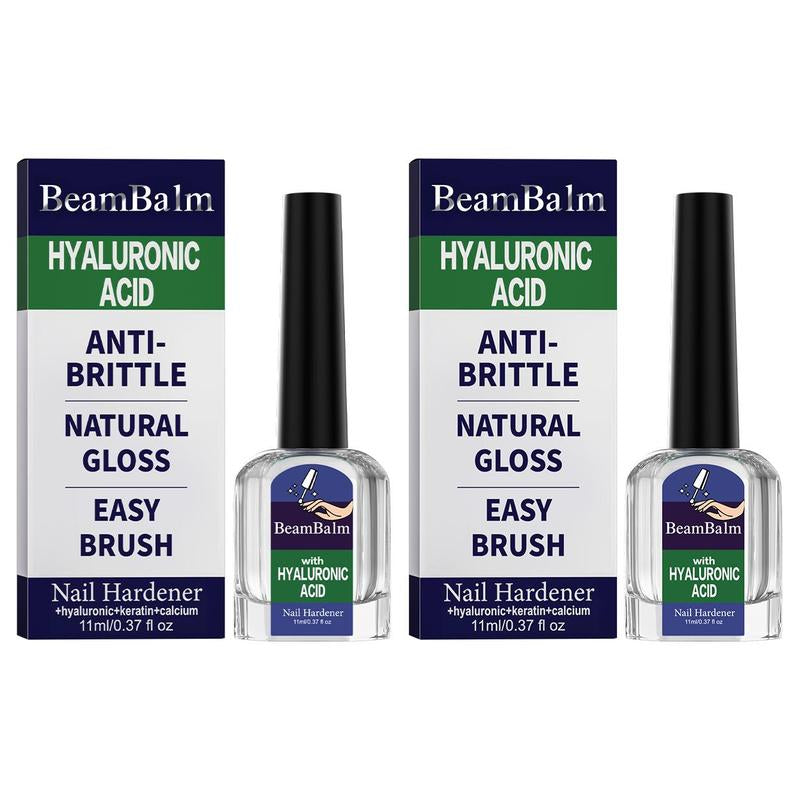 BEAMBALM Hyaluronic Acid Nail Hardener 11Ml - Dermatologist Tested Serum with Keratin & Bamboo Extract for Damaged Nails - Get Glassy Hard as Nails in 2 Weeks - Smooth Repair Manicure