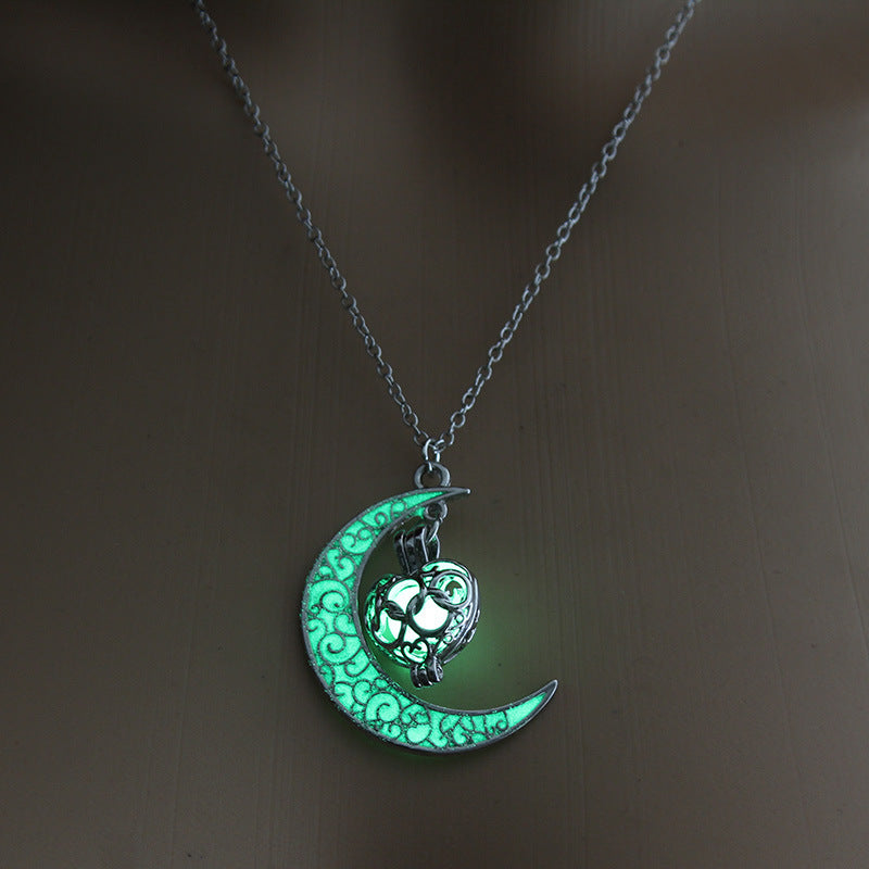 Fashion Trendy Men's Domineering Luminous Flame Dragon Necklace