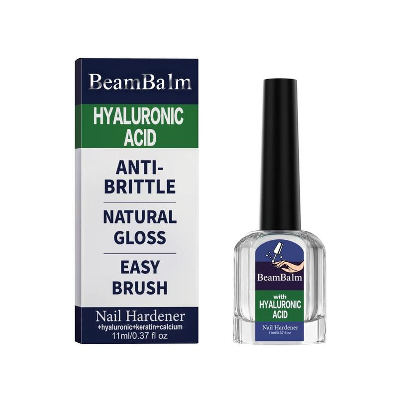 BEAMBALM Hyaluronic Acid Nail Hardener 11Ml - Dermatologist Tested Serum with Keratin & Bamboo Extract for Damaged Nails - Get Glassy Hard as Nails in 2 Weeks - Smooth Repair Manicure