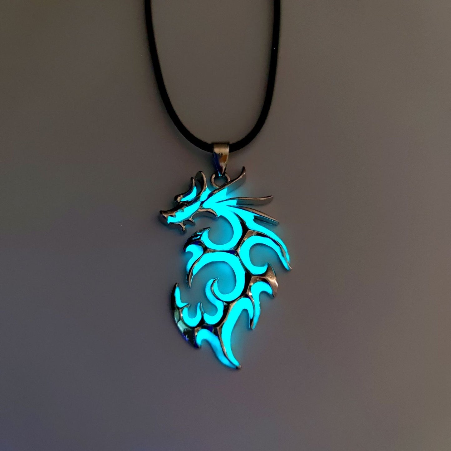 Fashion Trendy Men's Domineering Luminous Flame Dragon Necklace