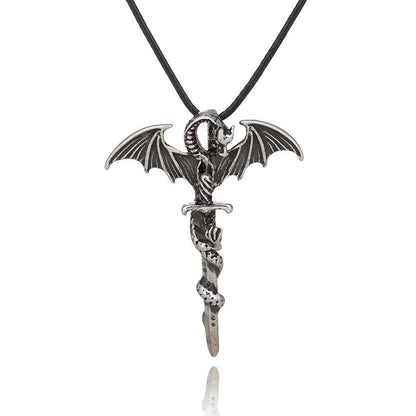 Fashion Trendy Men's Domineering Luminous Flame Dragon Necklace